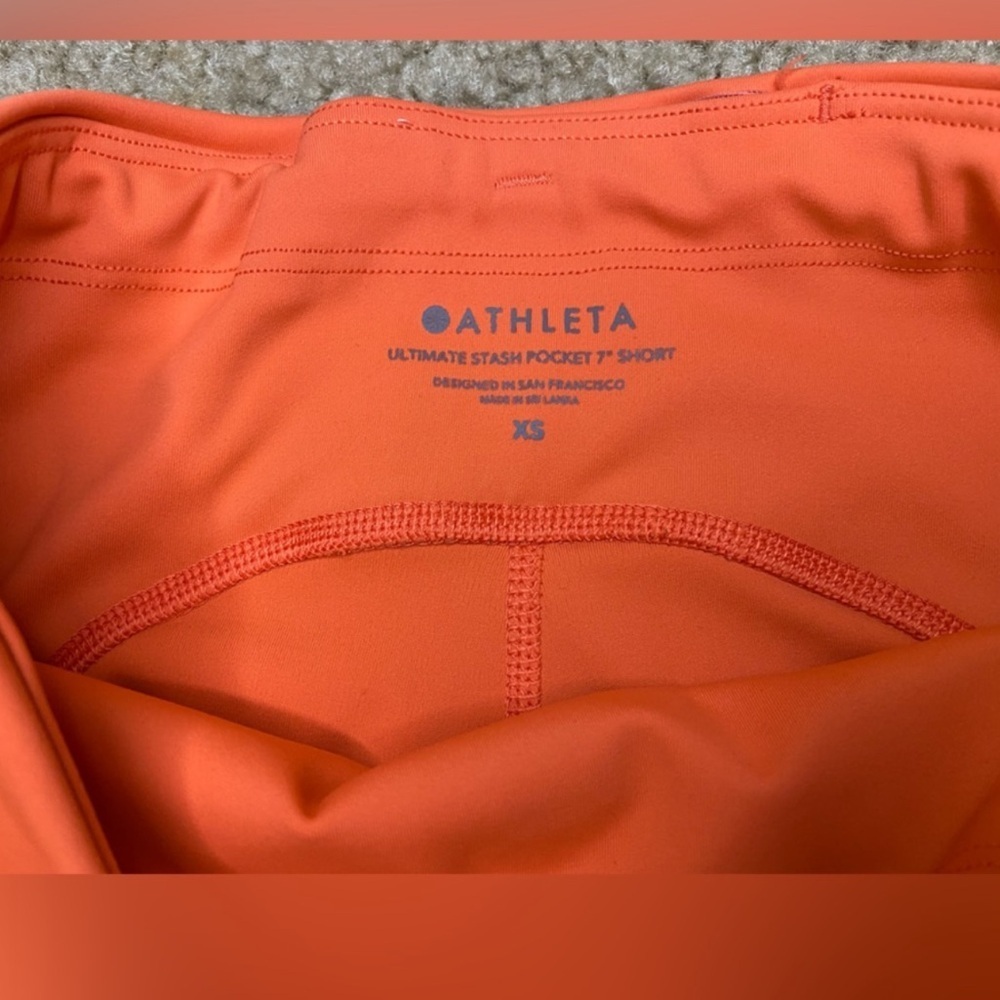 Athleta Coral Orange Ultimate Stash Pocket 7Shorts Size XS - Picture 4 of 4